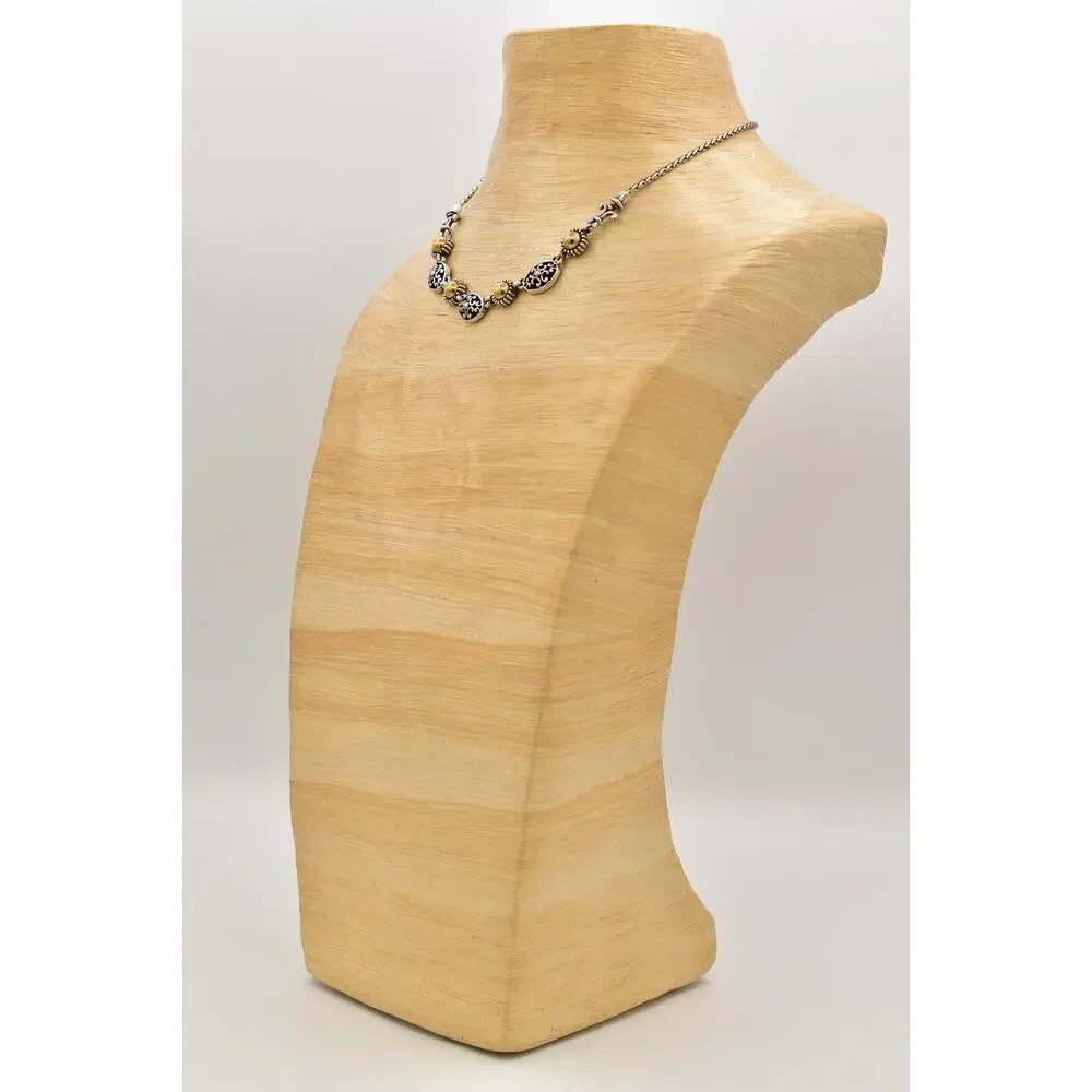 Brighton Barcelona Collar Necklace Silver Plated Gold Tone Retired Signed BinBL